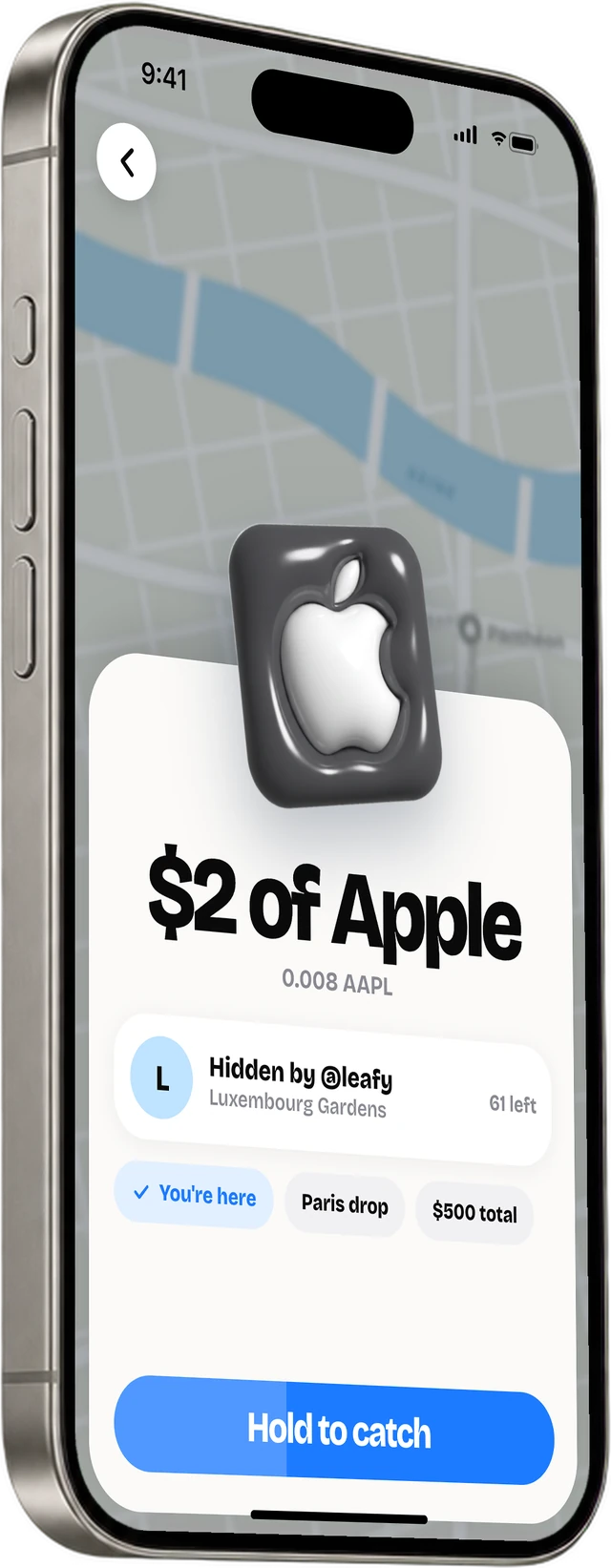 Step 2: holding to catch $2 of Apple